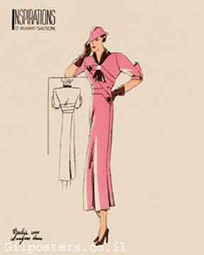 השראה  2כרזה אישה שימלה מפוארת שמלות ורוד מודל ראווה עיצוב דגם שירטוט